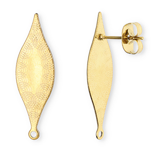 Appr&ecirc;ts en acier Inox boucles d'oreilles / puces d&rsquo;oreilles ovale oblong avec cercles avec anneau Dor&eacute;