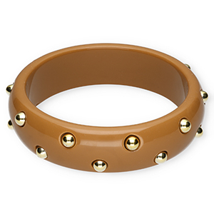 Bracelets jonc en r&eacute;sine avec clous Marron-dor&eacute;