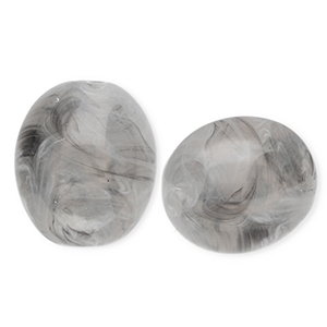 Perles acryliques ovale Gris-marbr&eacute;