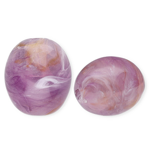 Perles acryliques ovale Violet-marron-marbr&eacute;
