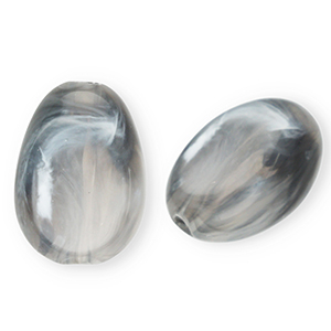 Perles acryliques ovale Gris-marbr&eacute;