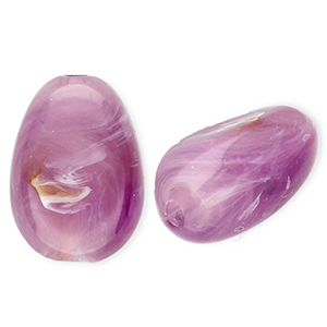 Perles acryliques ovale Violet-marron-marbr&eacute;