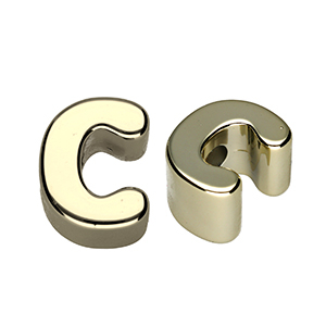 Perles acryliques alphabet lettre C Dor&eacute;