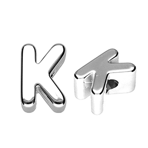 Perles acryliques alphabet lettre K Argent&eacute;