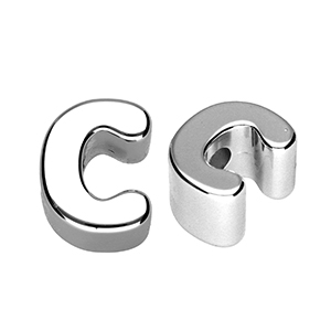 Perles acryliques alphabet lettre C Argent&eacute;
