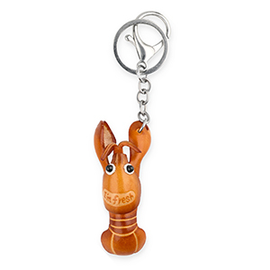 Porte-cl&eacute;s en cuir homard "I'm fresh" Orange br&ucirc;l&eacute;e-beige sable-noir-blanc