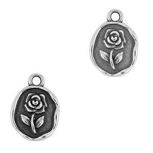 Breloques en m&eacute;tal DQ rose Argent&eacute; antique (sans nickel)