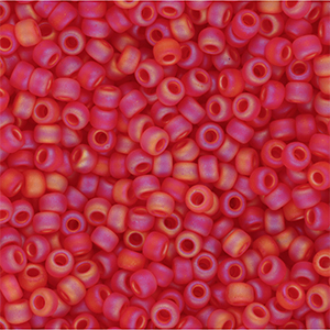 Perles de rocailles Miyuki 8/0 Matted Transparent Red AB 8-0140FR