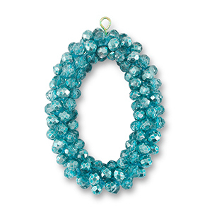 Boucles pendentifs facett&eacute;es ovale Turquoise
