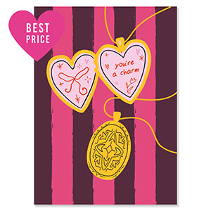 BY31&reg; Cartes &agrave; bijoux "You're a charm" Marron fonc&eacute;-rosa magenta-dor&eacute;