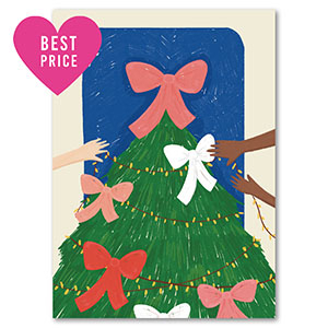 Cartes &agrave; bijoux sapin de No&euml;l Vert-bleu-rose