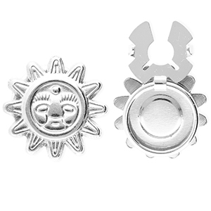 Cache-boutons en acier Inox soleil avec visage Argent&eacute;