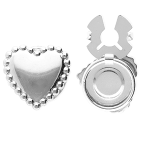Cache-boutons en acier Inox coeur Argent&eacute;