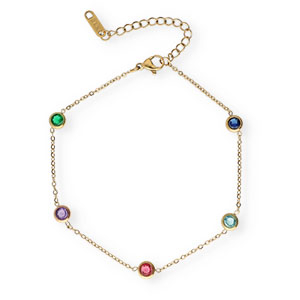 Chaines de cheville en acier Inox cristal Dor&eacute;