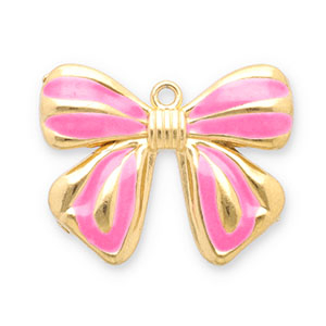 Breloques en acier Inox n&oelig;ud Dor&eacute;-rose