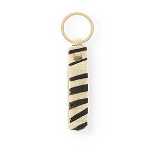 Porte-cl&eacute;s en cuir avec imprim&eacute; zebra Blanc-noir-dor&eacute;
