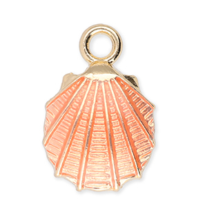 Breloques en m&eacute;tal coquillage Dor&eacute;-rose p&ecirc;che