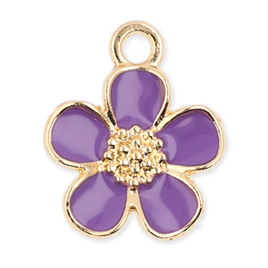 Breloques en m&eacute;tal fleur Dor&eacute;-violet