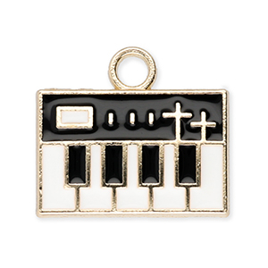 Breloques en m&eacute;tal clavier Dor&eacute;-blanc-noir