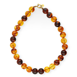 BY31&reg; Colliers en perles acryliques 16mm brillant Marron ambre-dor&eacute;