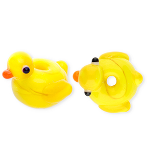 Perles en verre &agrave; la main canard Jaune-orange-blanc-noir