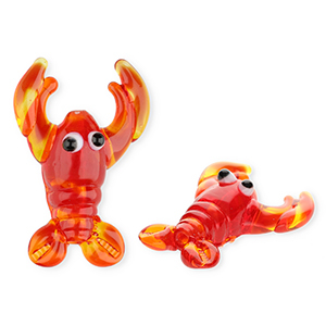 Perles en verre &agrave; la main homard Rouge-orange transparent
