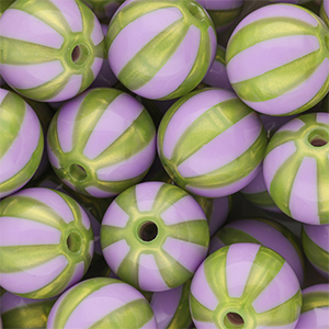 DQ&reg; Perles acryliques 16 mm avec ray&eacute;es Violet-verte olive