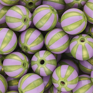 DQ&reg; Perles acryliques 12 mm avec ray&eacute;es Violet-verte olive