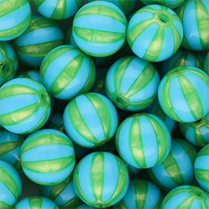 DQ&reg; Perles acryliques 12 mm avec ray&eacute;es Bleu-vert
