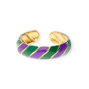 Bagues en acier Inox Dor&eacute;-violet-vert