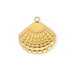Breloques en acier Inox coquille Dor&eacute;