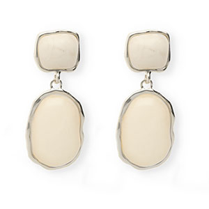 Boucles d'oreilles&nbsp;/&nbsp;puces tendance avec tige en acier inoxydable Argent&eacute;-beige