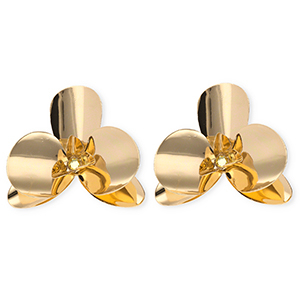 Boucles d'oreilles&nbsp;/&nbsp;puces accroche-regard fleur avec tige en acier inoxydable Dor&eacute;