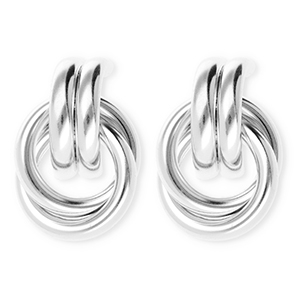 Boucles d'oreilles&nbsp;/&nbsp;puces accroche-regard bague double avec tige en acier inoxydable Argent&eacute;