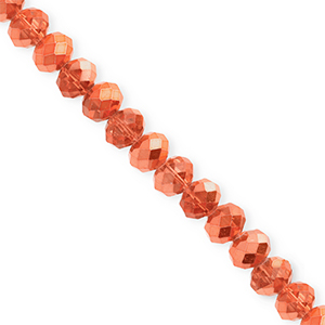 Perles &agrave; facettes 6x5&nbsp;mm disque Heishi Orange corail-pearl shine coating
