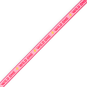 BY31&reg; Ruban texte "Wild one" Rose-rouge-jaune