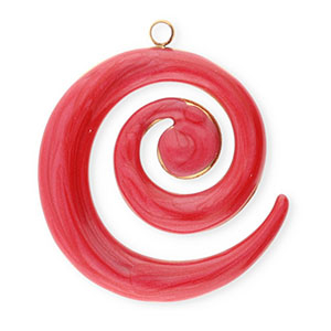 Breloques en acier Inox spirale Dor&eacute;-rouge marbr&eacute;