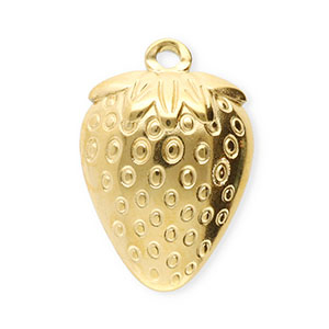 Breloques en acier Inox fraise Dor&eacute;