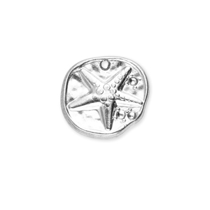 Breloques en acier Inox rond avec &eacute;toile de mer Argent&eacute;