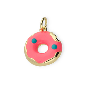 M&eacute;tal TQ laiton breloques donut Dor&eacute;-rose n&eacute;on-bleu