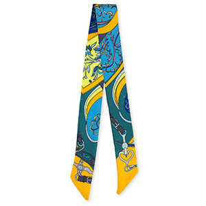 Bandana foulard avec fleur Vert sarcelle-orange-bleu