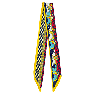 Bandana foulard avec chevaux Jaune-bleu fonc&eacute;-rouge