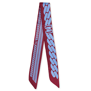 Bandana foulard avec maillons Rouge vin de baies-violet lavande