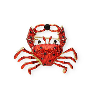 Broches crabe avec strass Dor&eacute;-rouge-noir
