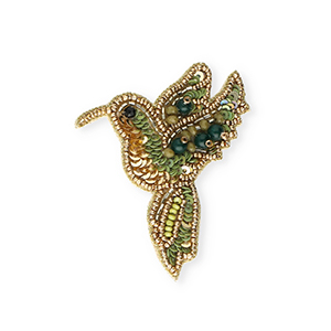 Broches colibri Dor&eacute;-vert olive-vert fonc&eacute;