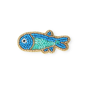 Broches poisson Dor&eacute;-bleu-turquoise