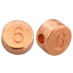 Perles chiffres en m&eacute;tal DQ 6 dor&eacute; ros&eacute; (sans nickel)