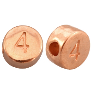 Perles chiffres en m&eacute;tal DQ 4 dor&eacute; ros&eacute; (sans nickel)