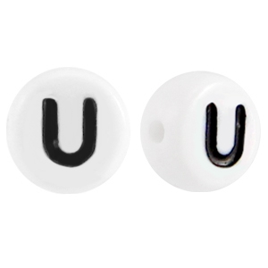 Perles acryliques alphabet lettre U blanc