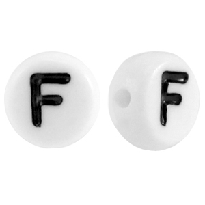 Perles acryliques alphabet lettre F blanc